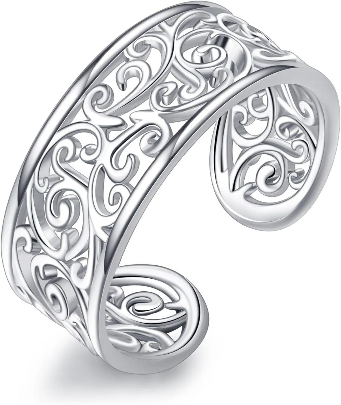 Filigree/Daisy Toe Rings Sterling Silver Adjustable Toe Band Ring Beach Foot Jewelry Gifts for Women