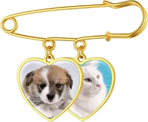 FindChic Personalized 1/2/3/4 Wedding Boutonniere Photo Charms Bouquet Pins Stainless Steel/18K Gold Plated Memorial Customized Heart/Round/Oval Picture Frames Brooch Decoration Accessories   Gift Box