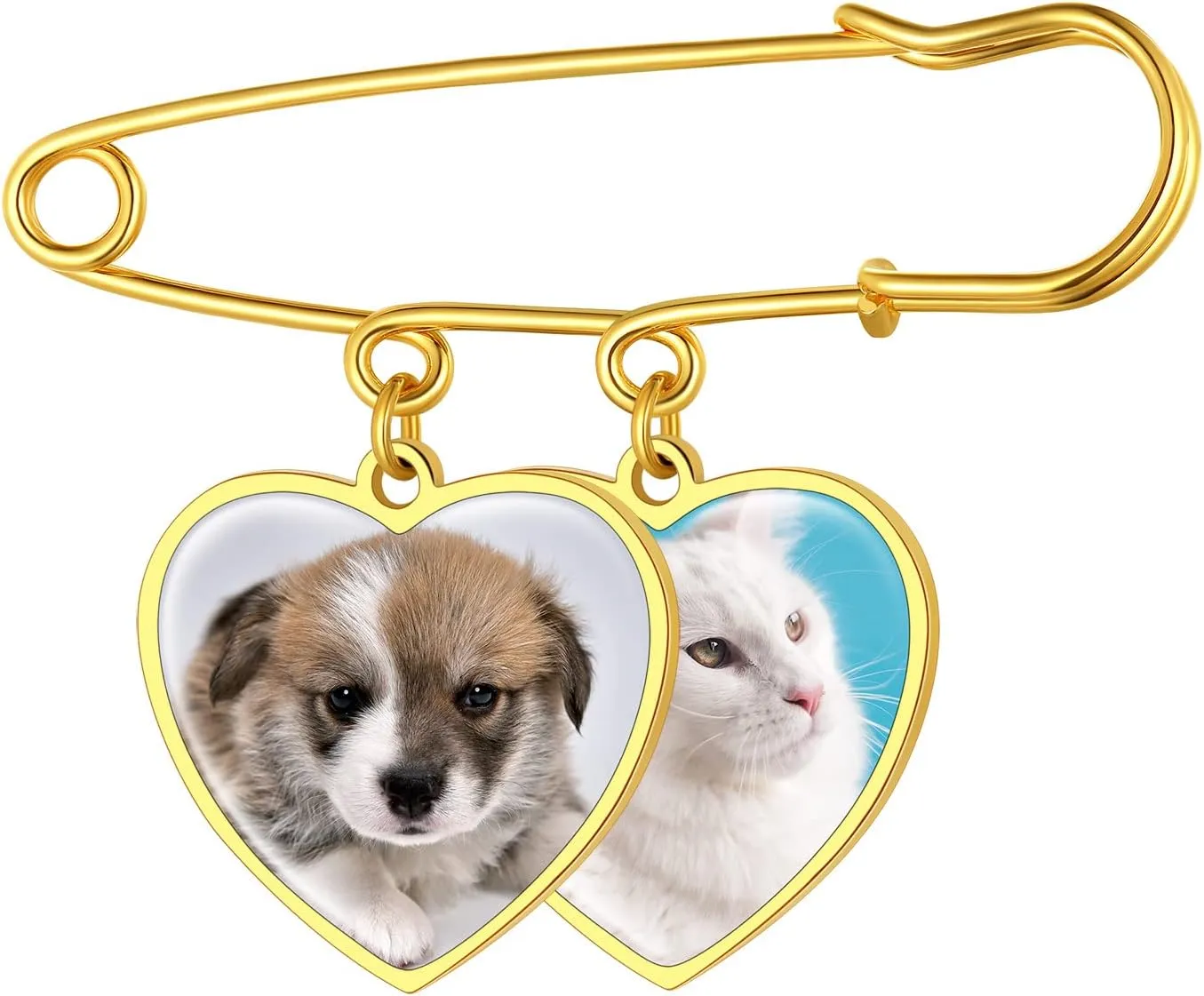 FindChic Personalized 1/2/3/4 Wedding Boutonniere Photo Charms Bouquet Pins Stainless Steel/18K Gold Plated Memorial Customized Heart/Round/Oval Picture Frames Brooch Decoration Accessories   Gift Box