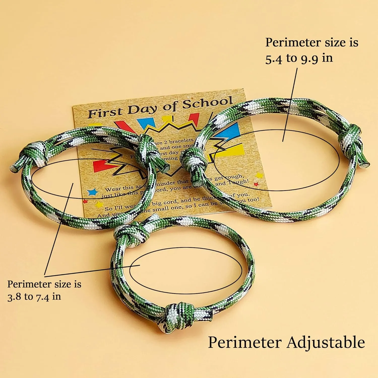 First Day Of School Bracelet, Matching Mommy And Me Mother Son Daughter Paracord Back To School Bracelets Wish Gift for Mom Boys Dad Girls Jewelry