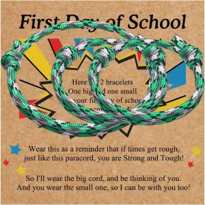 First Day Of School Bracelet, Matching Mommy And Me Mother Son Daughter Paracord Back To School Bracelets Wish Gift for Mom Boys Dad Girls Jewelry