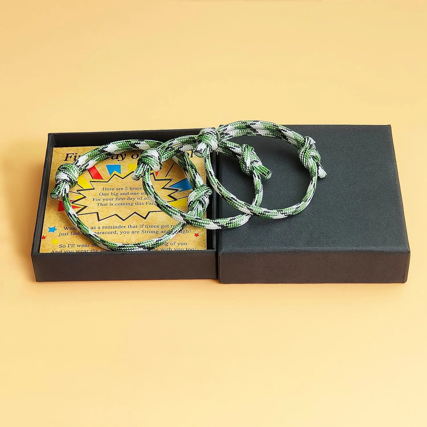 First Day Of School Bracelet, Matching Mommy And Me Mother Son Daughter Paracord Back To School Bracelets Wish Gift for Mom Boys Dad Girls Jewelry