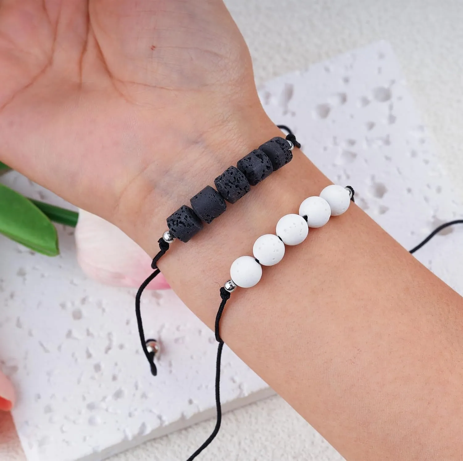 First Day of School Gift for Mama and Mini,Mommy and Me,Back to School Bracelets Lava Rock Natural Stone Beads Strand Bracelet for Teacher,Anniversary Birthday Christmas Gifts