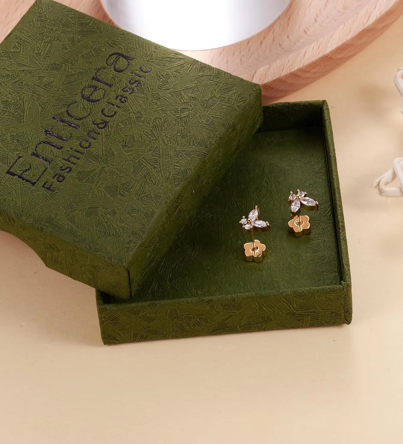Flat Back Stud Earrings for Girls Women 14K Gold Plated Cartilage Stud Earrings 20G Hypoallergenic Surgical Steel Gold Butterfly Screw Back Nap Earrings Studs