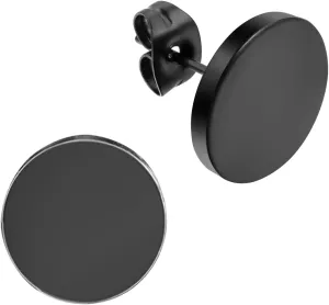Flongo Men's Women's 12mm Round Stainless Steel Black Tunnel illusion Tapers Cheater Faux Fake Stud Earrings