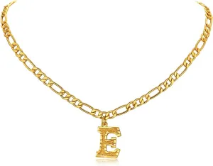 FOCALOOK Gold Initial Letter Necklaces for Women Men 14K Gold Plated Capital A-Z Initial Letter Chain 16 Inch