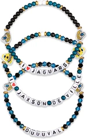 FOCO Jacksonville Jaguars NFL 3 Pack Team Friendship Bracelet, Gems, One Size