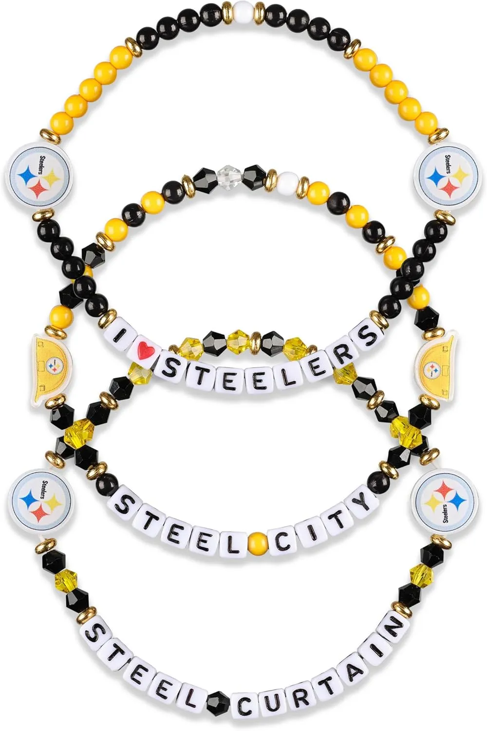 FOCO Pittsburgh Steelers NFL 3 Pack Team Friendship Bracelet