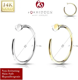 Forbidden Body Jewelry 14K Gold Nose Ring, Solid 8mm Hoop, Non-Irritating Skin Safe Real Gold, Women and Men