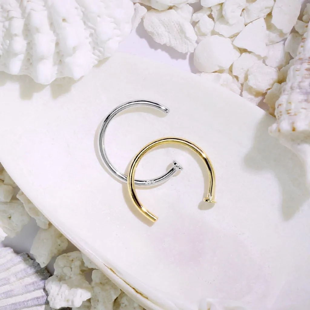 Forbidden Body Jewelry 14K Gold Nose Ring, Solid 8mm Hoop, Non-Irritating Skin Safe Real Gold, Women and Men