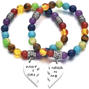 Friendship Best Friend Bracelets for 2 Partner in Crime Gifts Chakra Healing Beads Stretch Women Bracelet