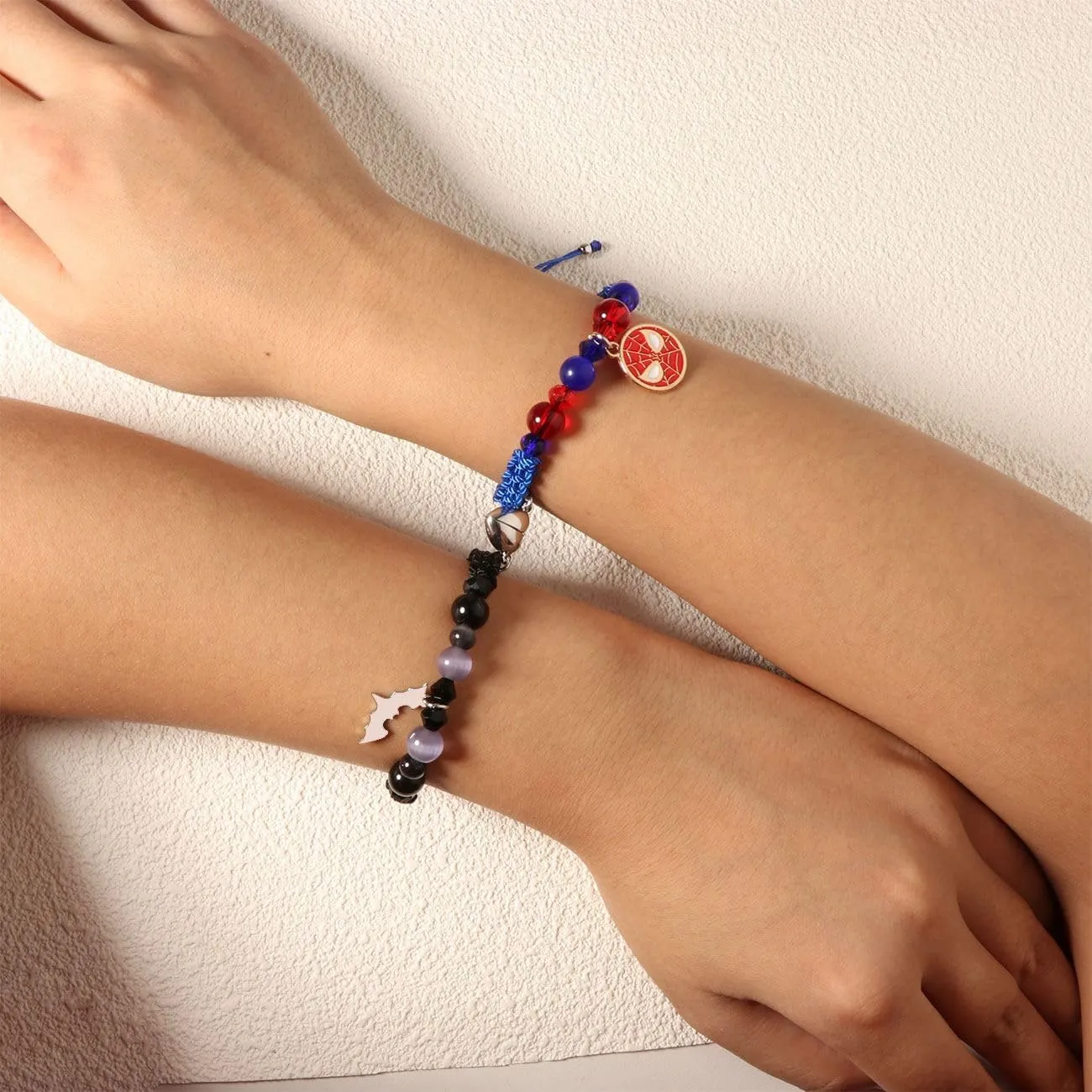 Friendship/Couples Bracelets Set, Birthday Valentine's Day Jewelry Gifts for BF GF Daughter Sister Bestie,Spider Kitty Gwen Matching Bracelet for Couples Best Friend