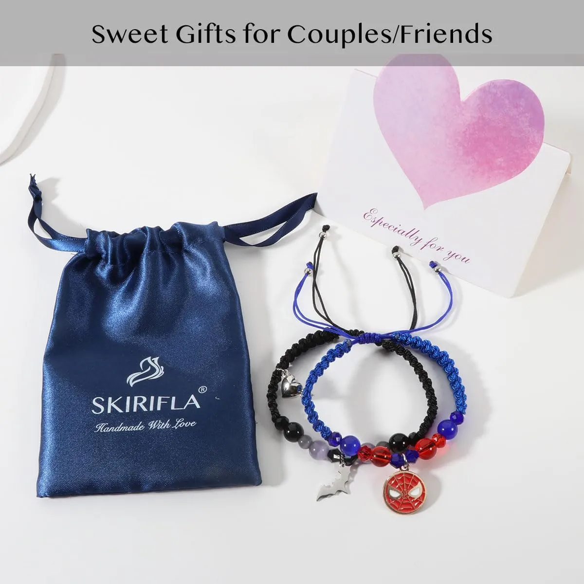 Friendship/Couples Bracelets Set, Birthday Valentine's Day Jewelry Gifts for BF GF Daughter Sister Bestie,Spider Kitty Gwen Matching Bracelet for Couples Best Friend