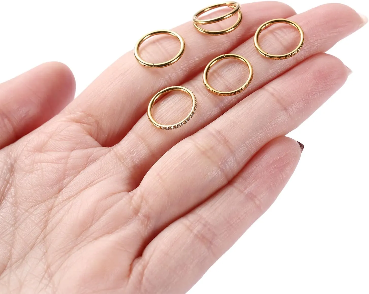 FUNLMO 3Pcs Nose Rings Double Hoop Nose Ring Conch Daith Tragus Helix Rook Piercing Jewelry Surgical Steel Cartilage Earring Conch Hoop Earring Septum Jewelry Lip Ring