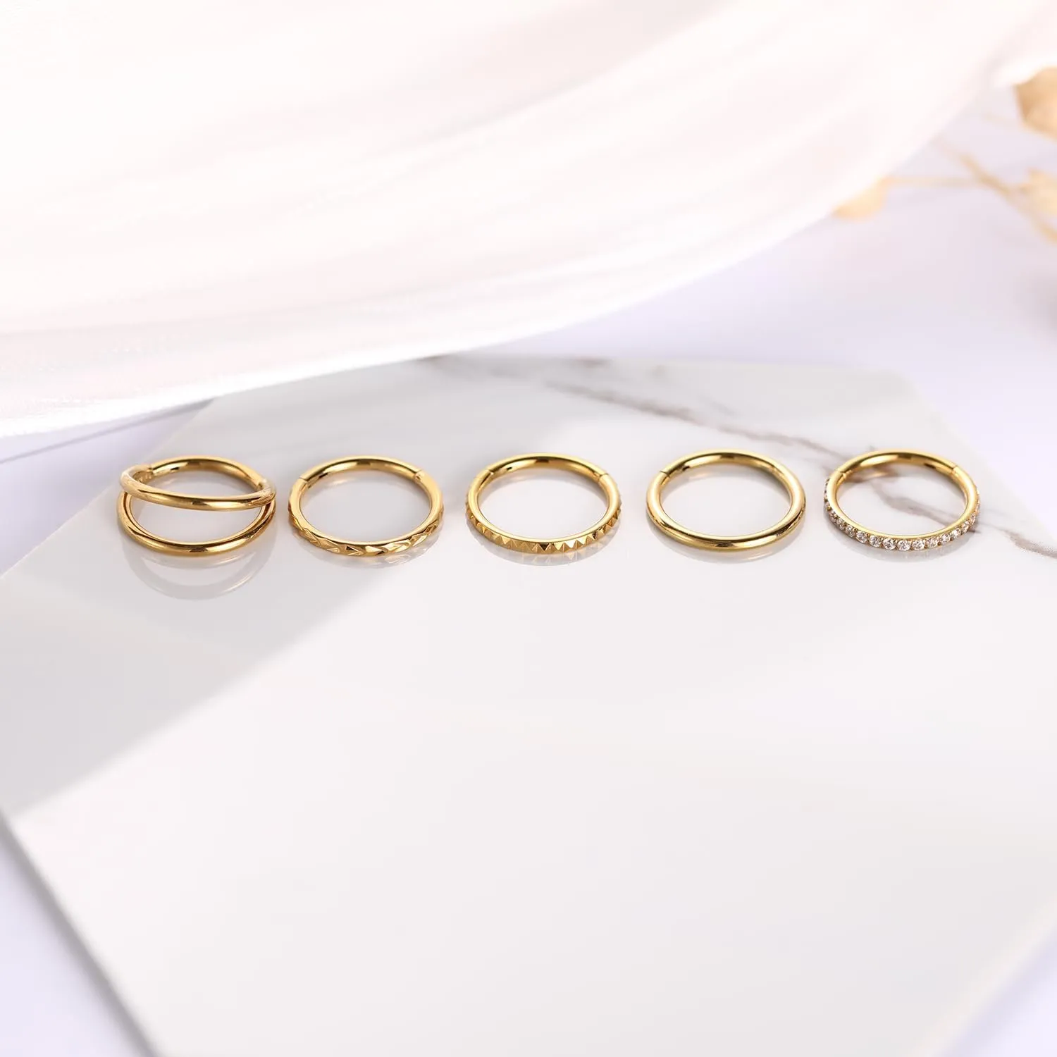 FUNLMO 3Pcs Nose Rings Double Hoop Nose Ring Conch Daith Tragus Helix Rook Piercing Jewelry Surgical Steel Cartilage Earring Conch Hoop Earring Septum Jewelry Lip Ring