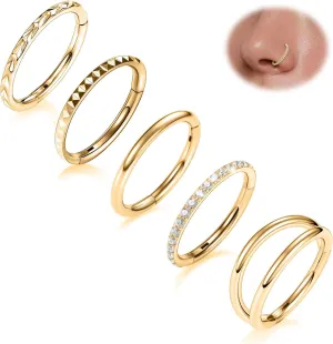 FUNLMO 3Pcs Nose Rings Double Hoop Nose Ring Conch Daith Tragus Helix Rook Piercing Jewelry Surgical Steel Cartilage Earring Conch Hoop Earring Septum Jewelry Lip Ring