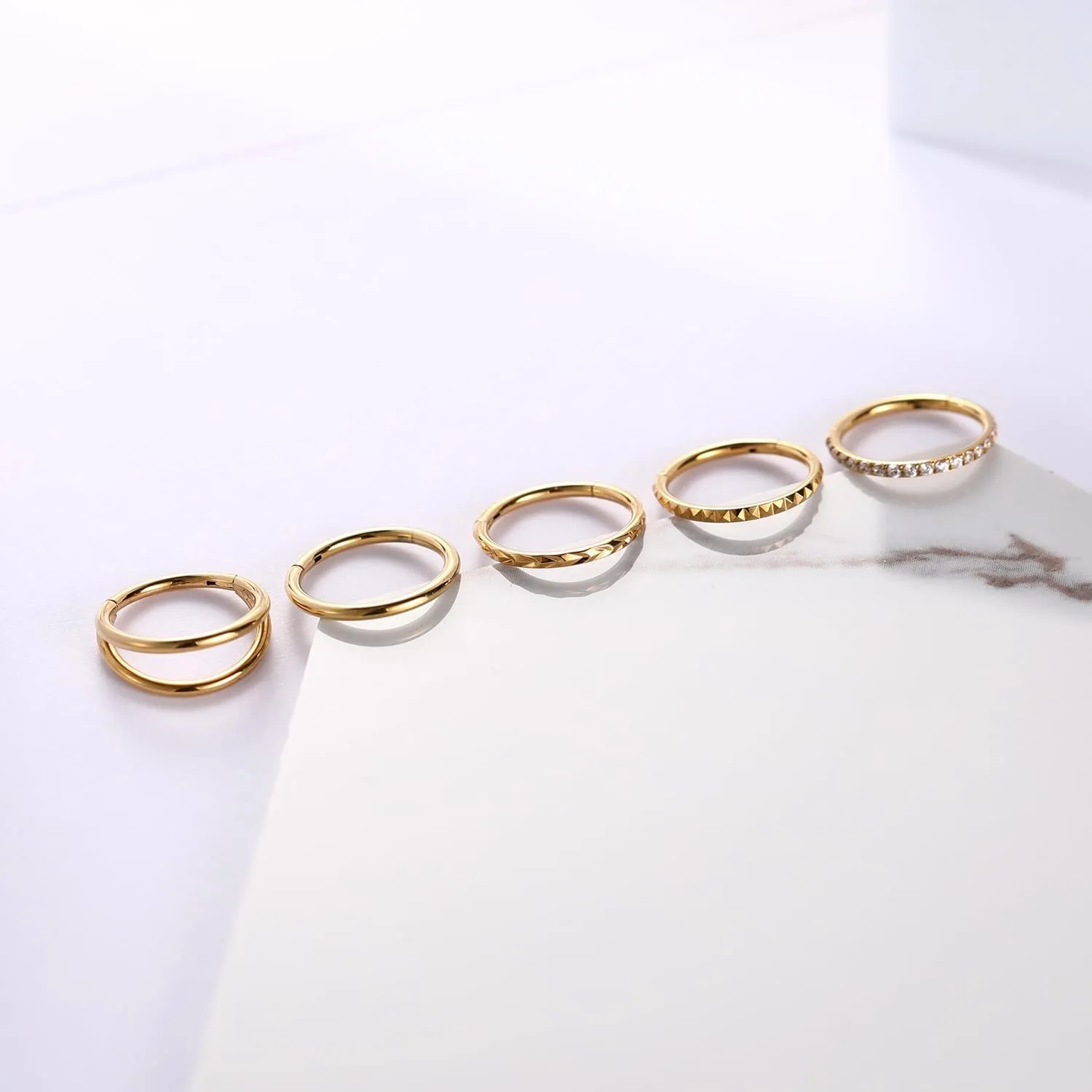 FUNLMO 3Pcs Nose Rings Double Hoop Nose Ring Conch Daith Tragus Helix Rook Piercing Jewelry Surgical Steel Cartilage Earring Conch Hoop Earring Septum Jewelry Lip Ring