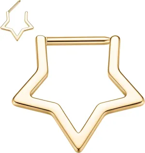 FUNLMO Star Septum Jewelry Daith Piercing Jewelry Nose Ring Huggie Earring Cartilage Earring Tragus Helix Rook Conch Piercing Jewelry 316L Surgical Steel