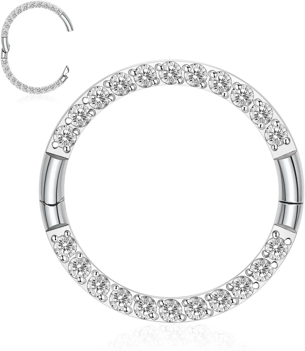 FUNLMO Titanium Nose Ring Hoop Septum Daith Helix Tragus Rook Cartilage Piercing Jewelry Half Closure Secure Hook Hinge Segment Ring 16G 6mm to 10mm