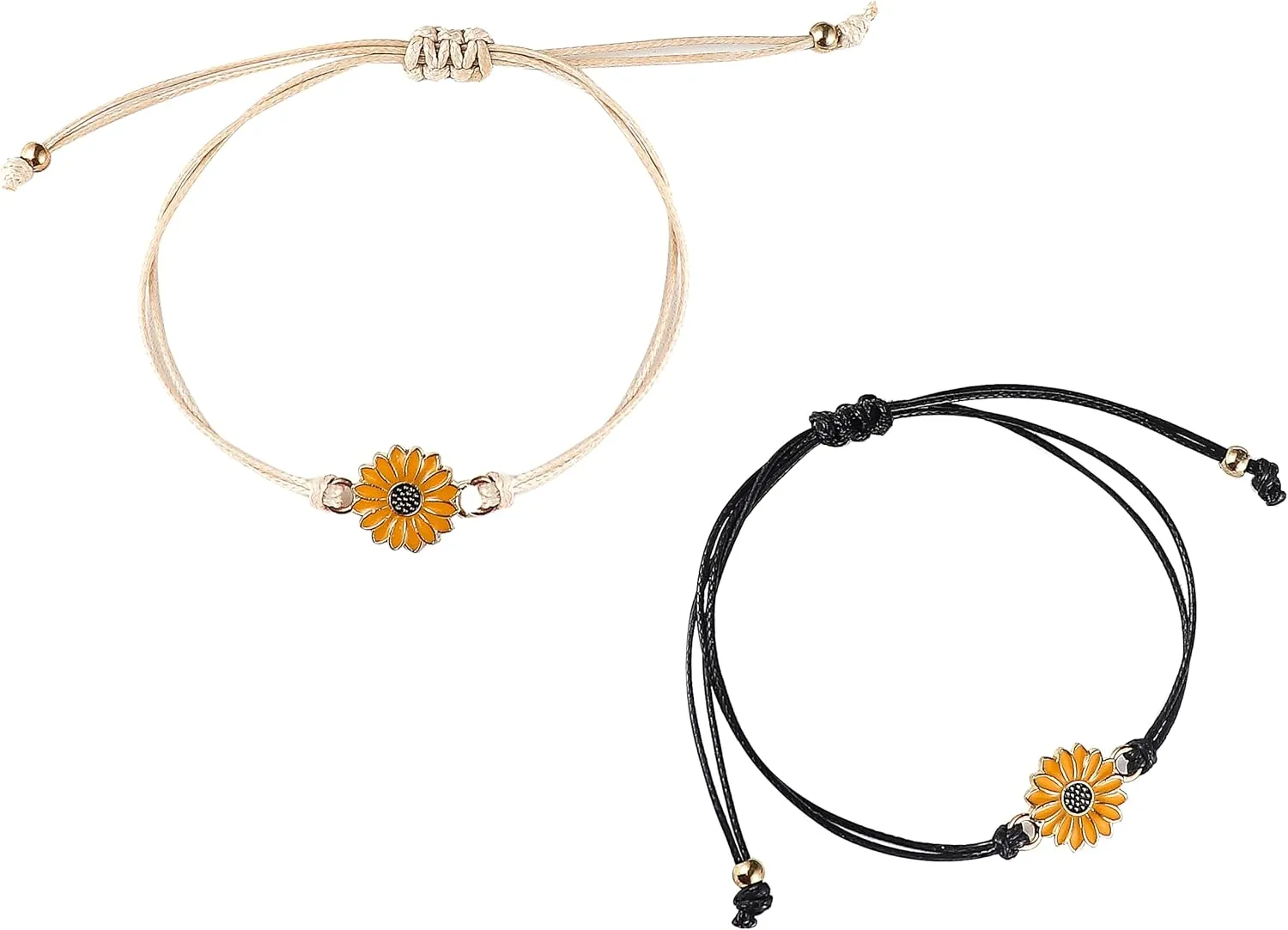 Fuqimanman2020 4 Pcs Summer Surfer Wave Sunflower Bracelets Set Anklet Adjustable Strand Braided String Rope Boho Waterproof Handmade Beach Jewelry for Women