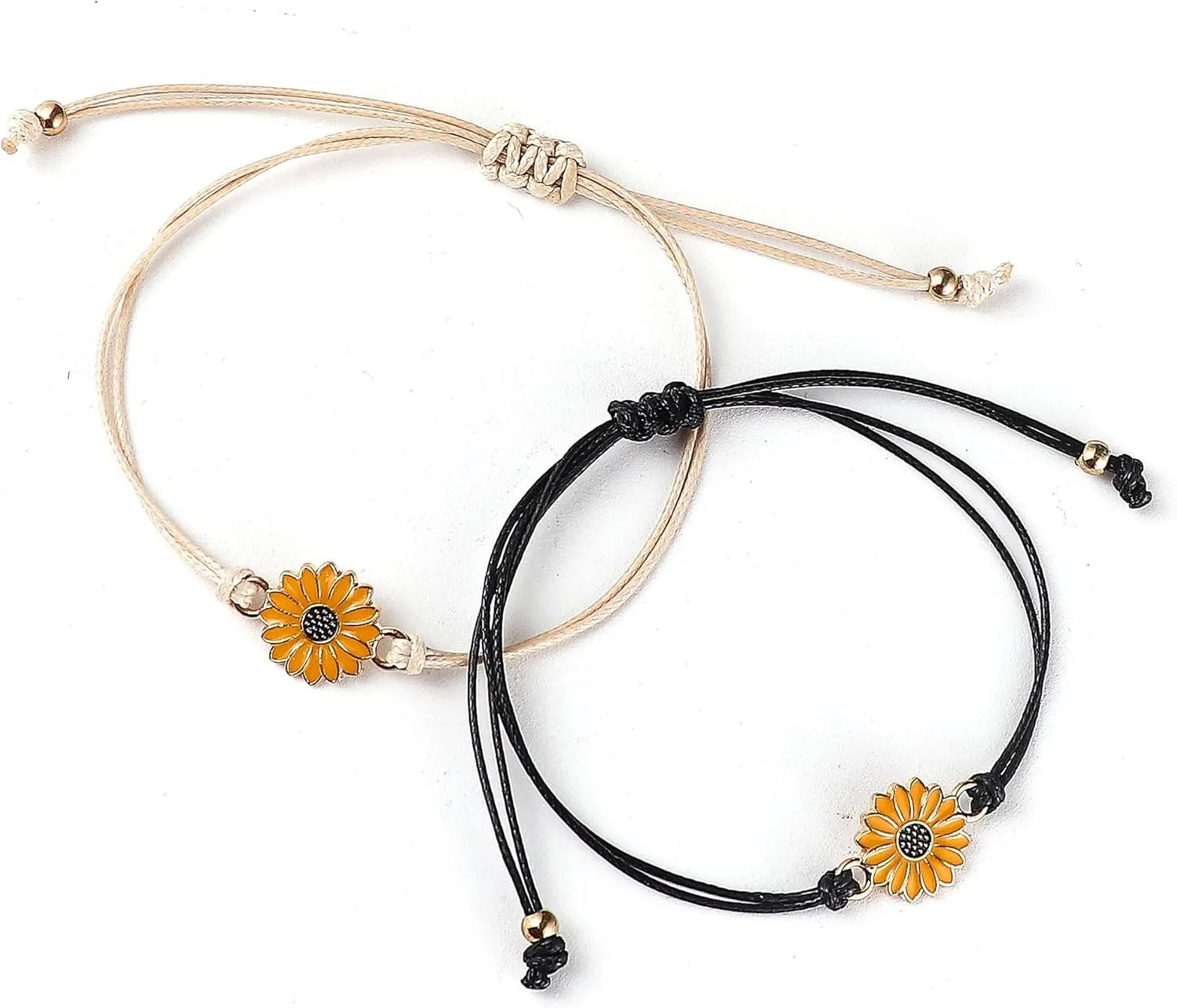 Fuqimanman2020 4 Pcs Summer Surfer Wave Sunflower Bracelets Set Anklet Adjustable Strand Braided String Rope Boho Waterproof Handmade Beach Jewelry for Women