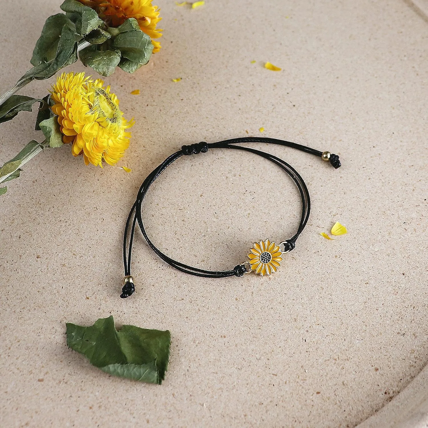 Fuqimanman2020 4 Pcs Summer Surfer Wave Sunflower Bracelets Set Anklet Adjustable Strand Braided String Rope Boho Waterproof Handmade Beach Jewelry for Women