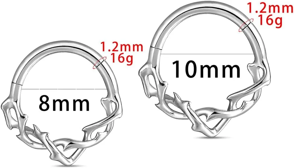 G23 Titanium Septum Ring Hoop,16G ASTM F136 Titanium Nose rings Jewelry Clicker Cartilage Earring Hinged Segment Daith Piercing Black silver gold 1PCS
