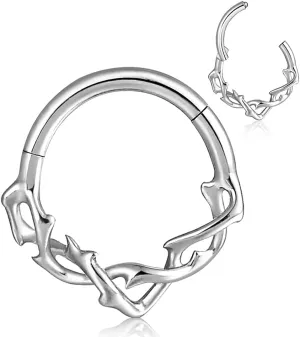 G23 Titanium Septum Ring Hoop,16G ASTM F136 Titanium Nose rings Jewelry Clicker Cartilage Earring Hinged Segment Daith Piercing Black silver gold 1PCS