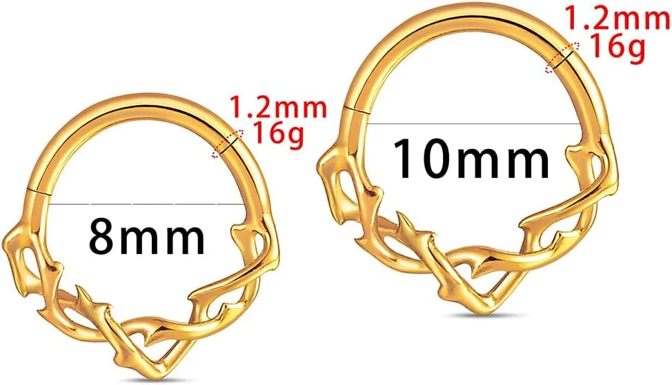 G23 Titanium Septum Ring Hoop,16G ASTM F136 Titanium Nose rings Jewelry Clicker Cartilage Earring Hinged Segment Daith Piercing Black silver gold 1PCS