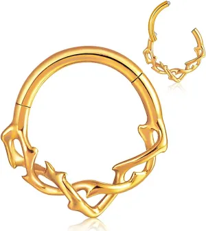 G23 Titanium Septum Ring Hoop,16G ASTM F136 Titanium Nose rings Jewelry Clicker Cartilage Earring Hinged Segment Daith Piercing Black silver gold 1PCS