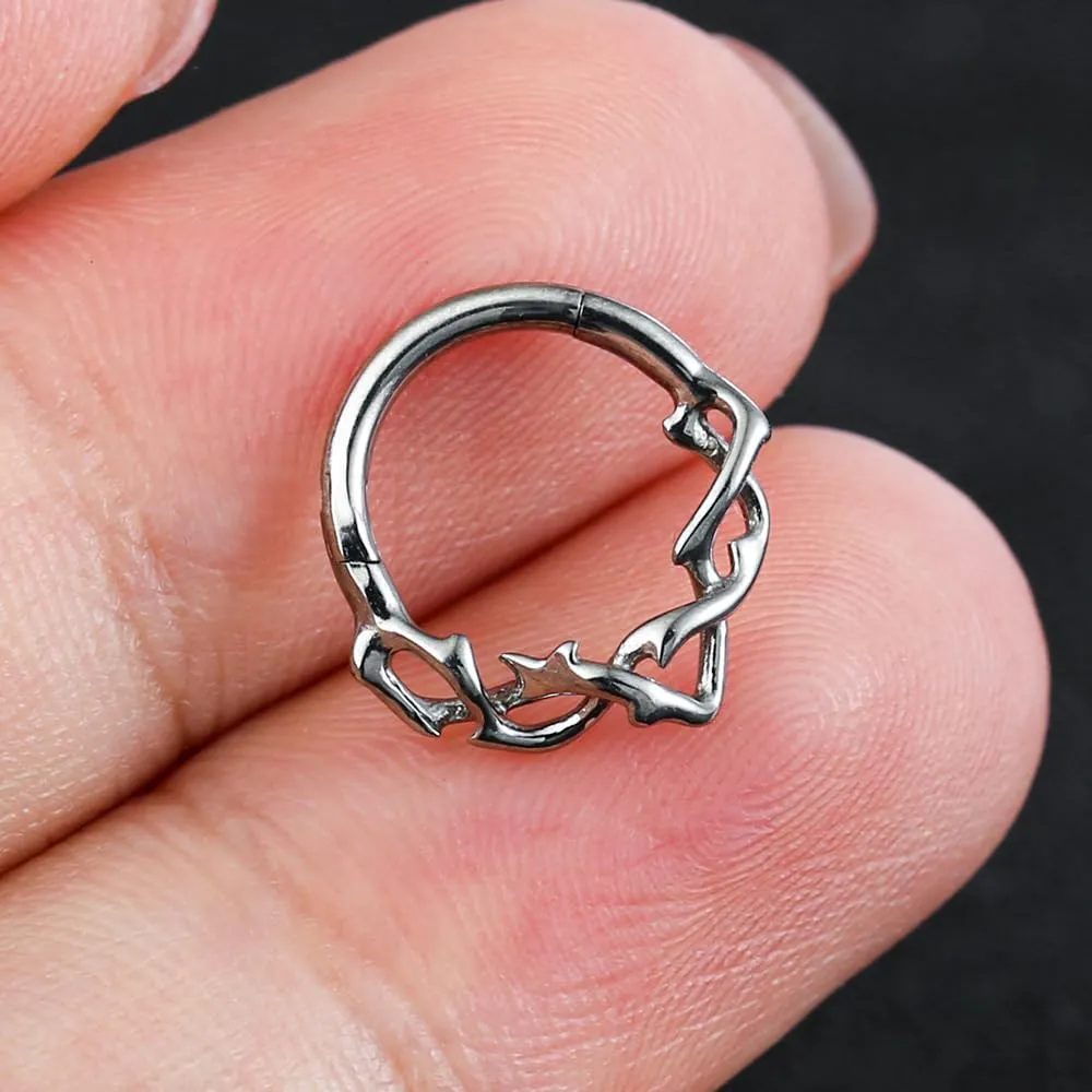 G23 Titanium Septum Ring Hoop,16G ASTM F136 Titanium Nose rings Jewelry Clicker Cartilage Earring Hinged Segment Daith Piercing Black silver gold 1PCS