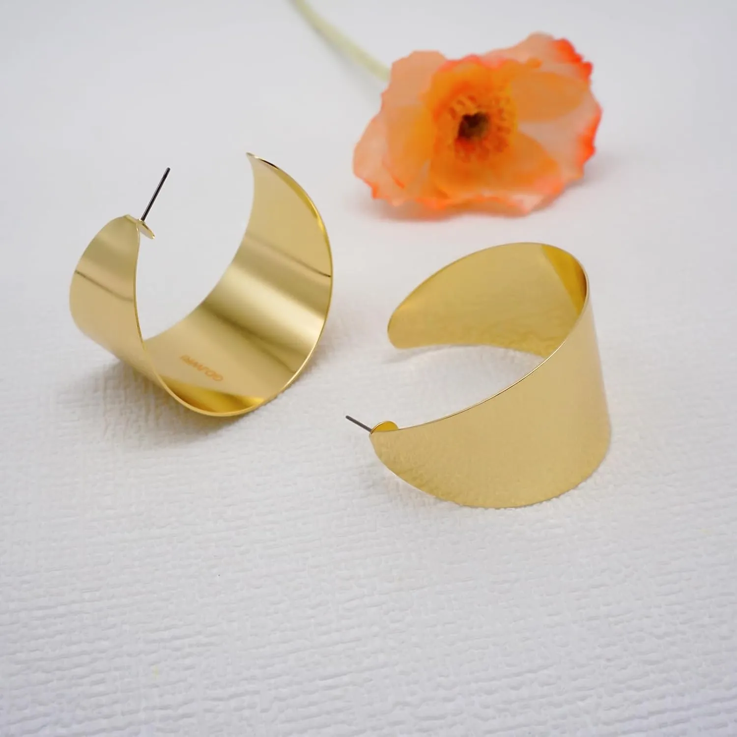 Geometric Chunky Hoop Earrings Large Vintage Statement Hypoallergenic Gold Plated Boho Earrings Jewelry for Women Wedding Gifts