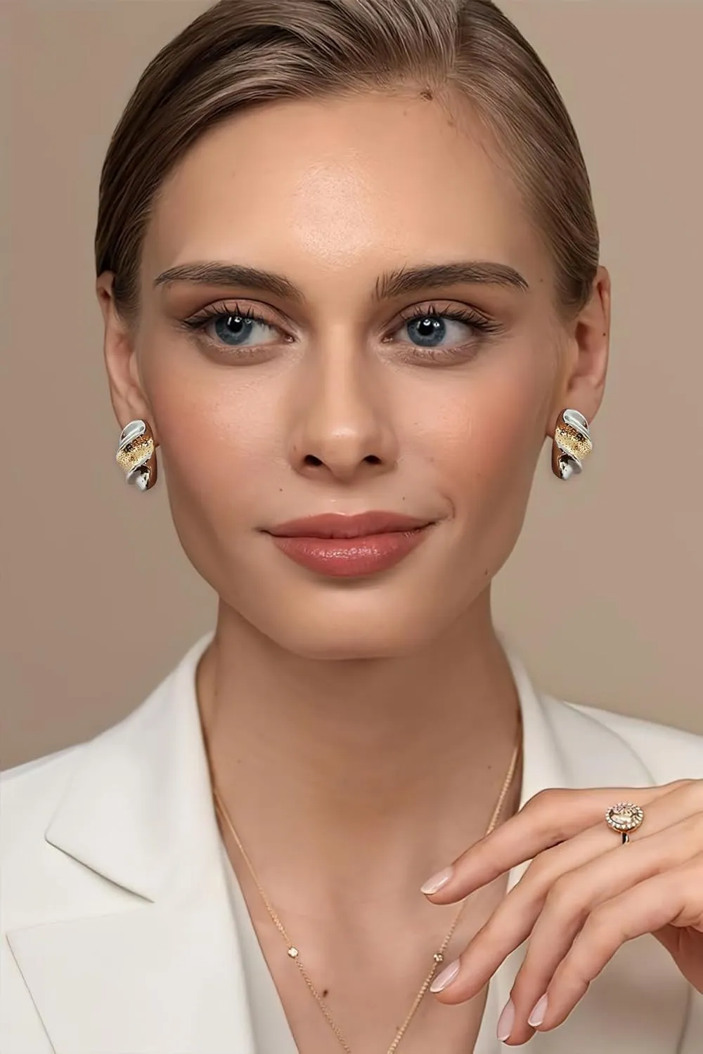 Gold And Silver Earrings Chunky Angel Wing Earrings Mixed Metal Earrings Chunky Hoop Earrings Fashion Jewelry