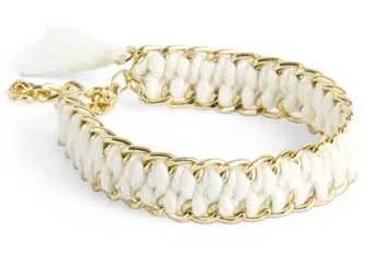 Gold Bracelets w/ Woven Threads & Tassels