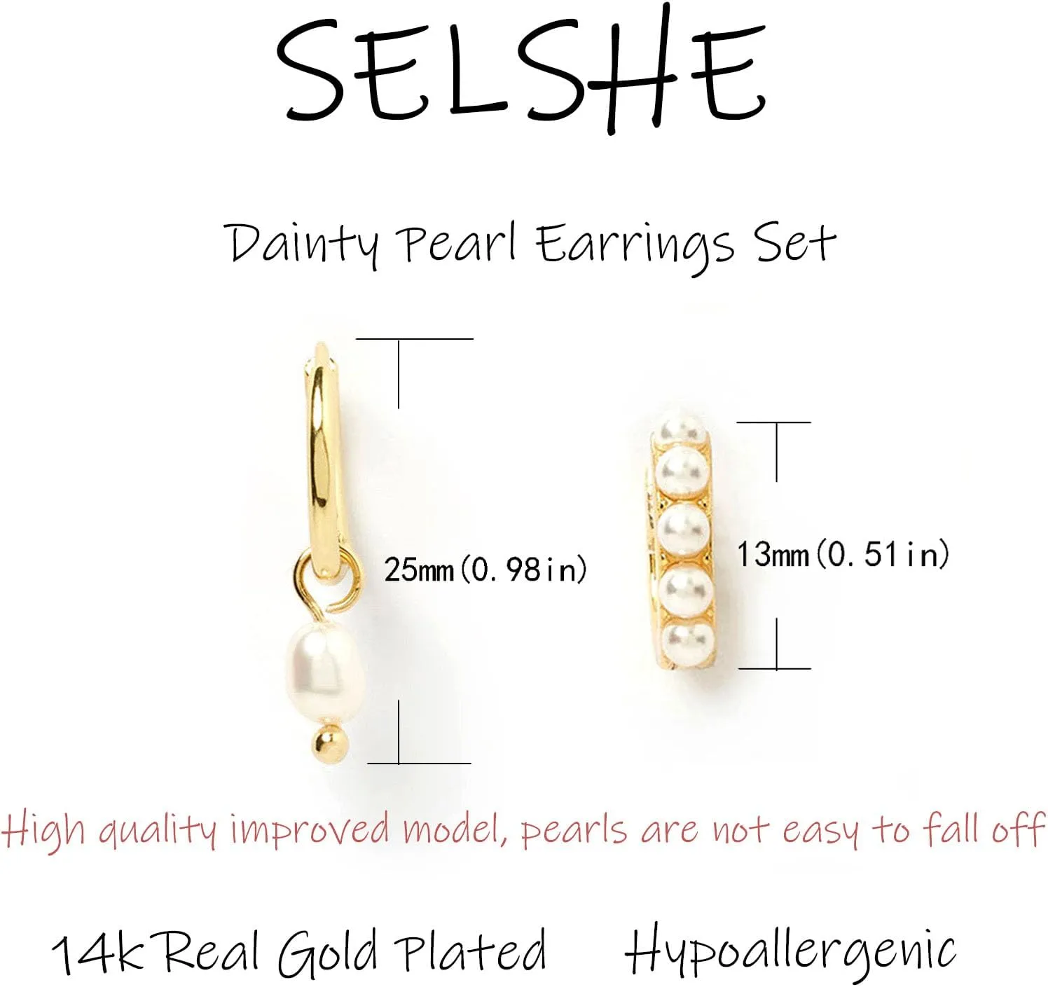 Gold Earrings for Women, 14k Gold Plated Earring Stack Hypoallergenic Pearl Drop Earring Dainty Gold Earrings for Women Trendy Cute Small Huggie Hoop Earring Fashion Womens Jewelry