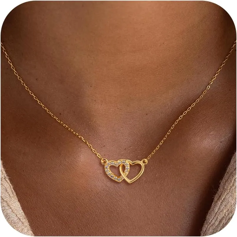 Gold Heart Necklace for Women Girls - 18K Gold Plated Heart Pendant Necklaces Simple Gold Necklace Jewelry for Women Teen Girls Trendy Gifts