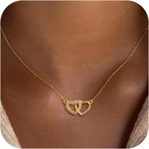 Gold Heart Necklace for Women Girls - 18K Gold Plated Heart Pendant Necklaces Simple Gold Necklace Jewelry for Women Teen Girls Trendy Gifts