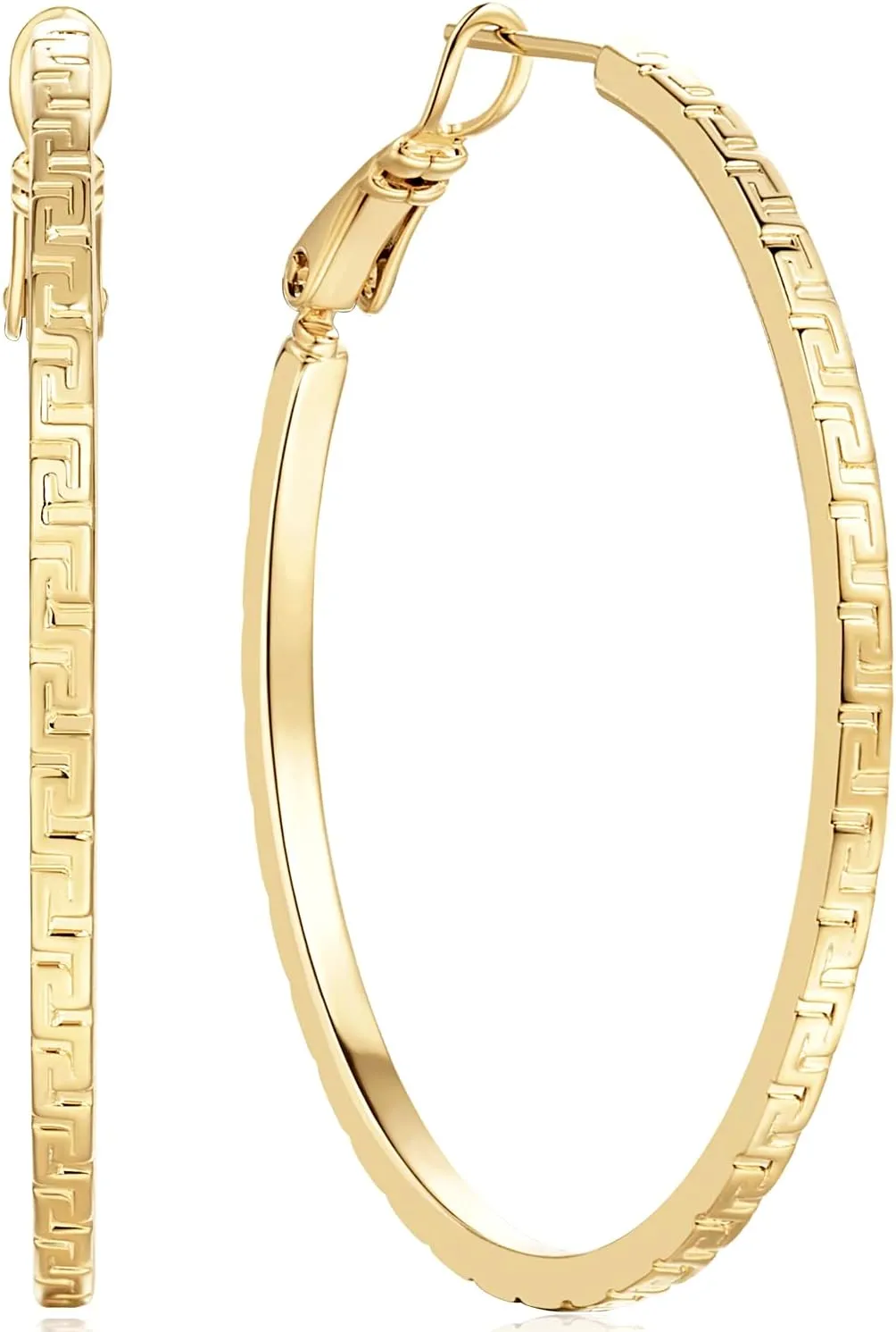 Gold Hoop Earrings for Women 14K Gold Hoop Earrings Trendy Square-edge Hypoallergenic Earring for Womens Hoops Earring for Women 35 mm/40 mm