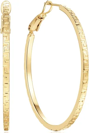 Gold Hoop Earrings for Women 14K Gold Hoop Earrings Trendy Square-edge Hypoallergenic Earring for Womens Hoops Earring for Women 35 mm/40 mm