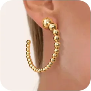 Gold Hoop Earrings for Women - 14k Gold Plated Open Hoops,Hypoallergenic Lightweight Chunky Large Gold Hoops Ears Rings,Trendy Non Tarnish Big Golden Ear Jewelry,Christmas Birthday Gifts for Her