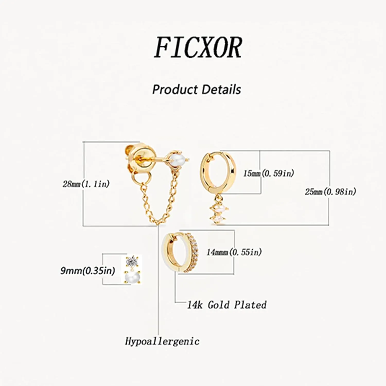 Gold Hoop Earrings for Women, Dainty Stud and Pearl Earring Set, Hypoallergenic Cartilage Earrings for Multiple Piercing, Small Trendy Jewelry