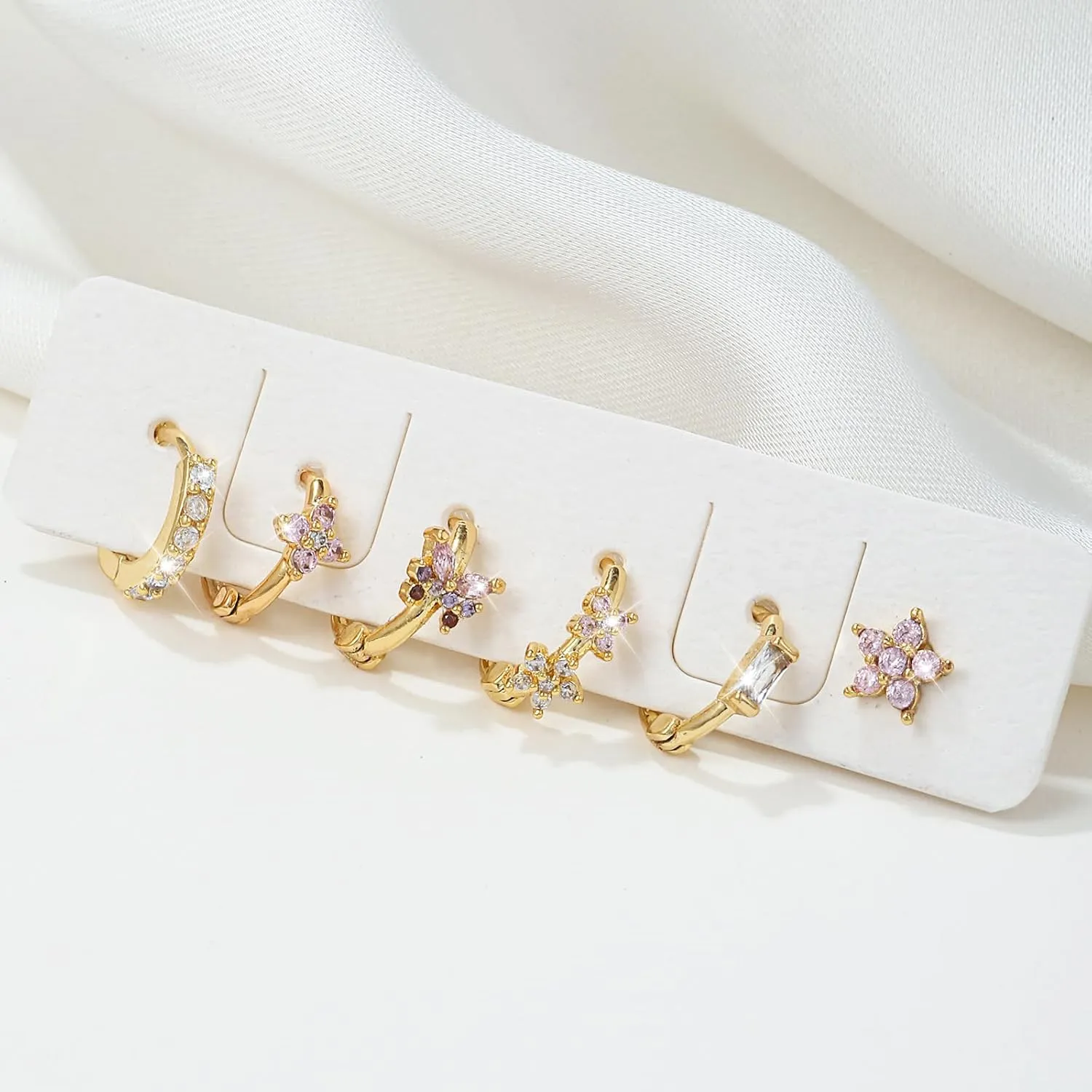 Gold Hoop Earrings Set for Women Dainty 14K Gold Plated Stud Huggie Hoop Earrings Lightweight Hypoallergenic Small Hoop Earring Set for Multiple Piercing Jewelry Gifts