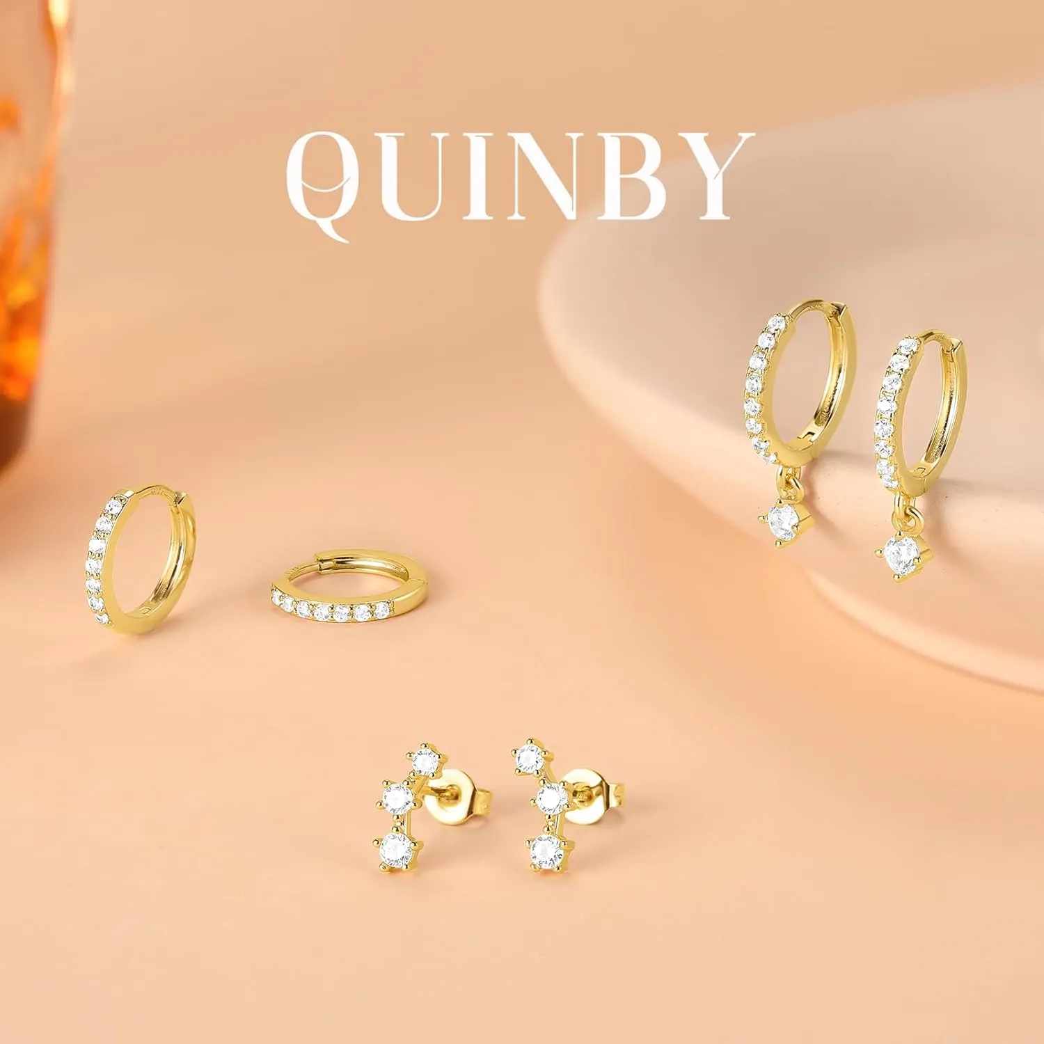 Gold Hoop Earrings Set for Women,Dainty14K Gold Plated Crawler Earring Stacks,Sterling Silver Lightweight Cartilage Stackable Earring Stack,Dangle Hoop Earrings Sets For Multiple Piercing Jewelry