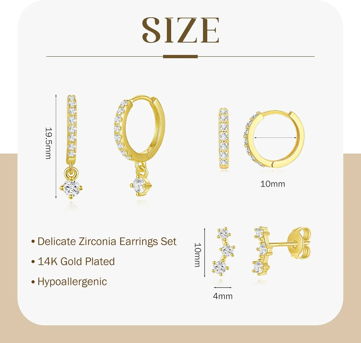 Gold Hoop Earrings Set for Women,Dainty14K Gold Plated Crawler Earring Stacks,Sterling Silver Lightweight Cartilage Stackable Earring Stack,Dangle Hoop Earrings Sets For Multiple Piercing Jewelry