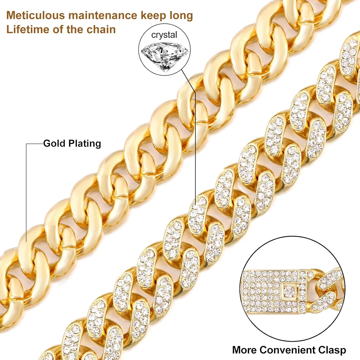 Gold Initial Cuban Link Chain for Women Miami Iced Out Chain for women Bling Diamond Chain Necklace Hip Hop Jewelry