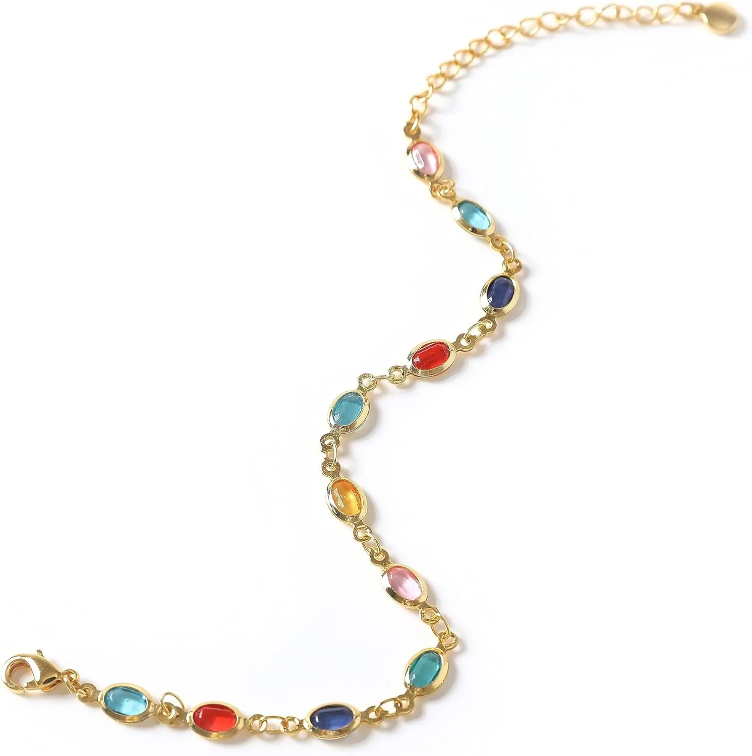 Gold Link Bracelets for Women Girls 18K Gold Plated Dainty Chain Bracelet Adjustable Charm Crystal Bracelet Trendy Jewelry Birthday Bracelets Gifts