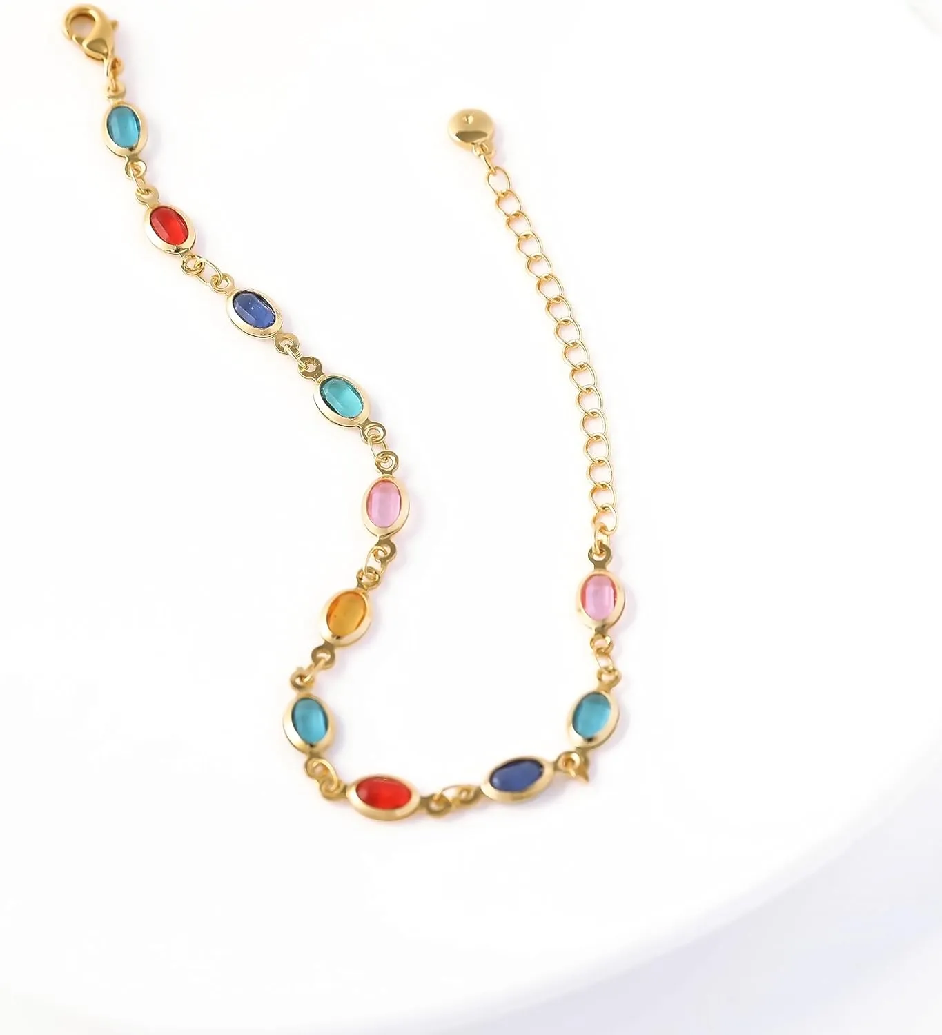Gold Link Bracelets for Women Girls 18K Gold Plated Dainty Chain Bracelet Adjustable Charm Crystal Bracelet Trendy Jewelry Birthday Bracelets Gifts