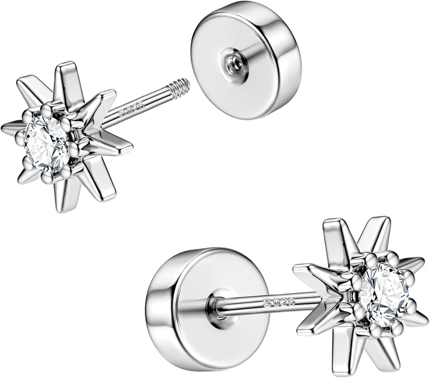 Gold Plated Flat back Stud Earrings 925 Sterling Silver Post Stud Earrings for Multiple Piercing Helix Tragus Cartilage Earring Stud Flat Back Earrings for Women