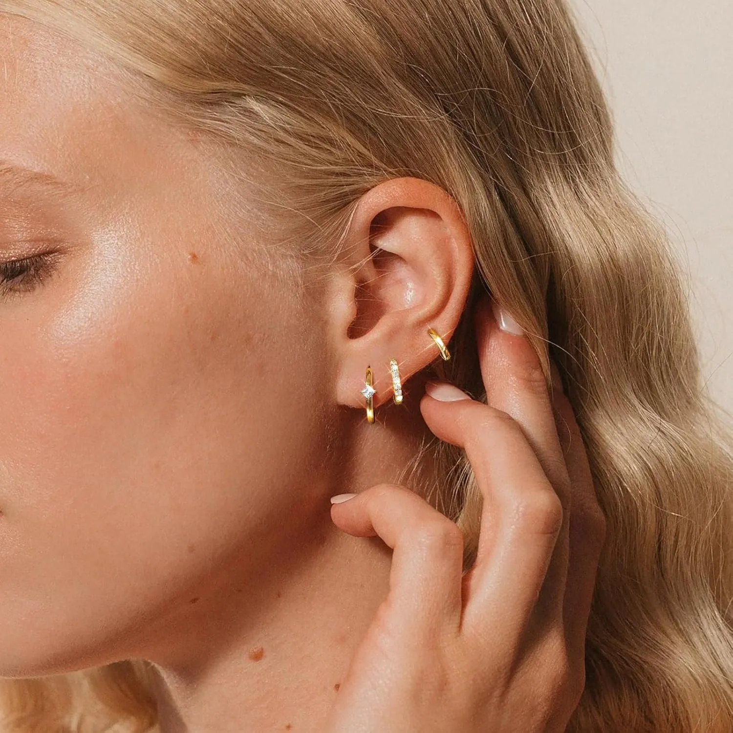 Gold Silver Earrings for Women, 14K Gold Silver Plated Stud Earrings Set for Multiple Piercing, Hypoallergenic Dainty Small Gold Silver Hoop Earrings for Women Trendy Cartilage Earrings Stack Jewelry
