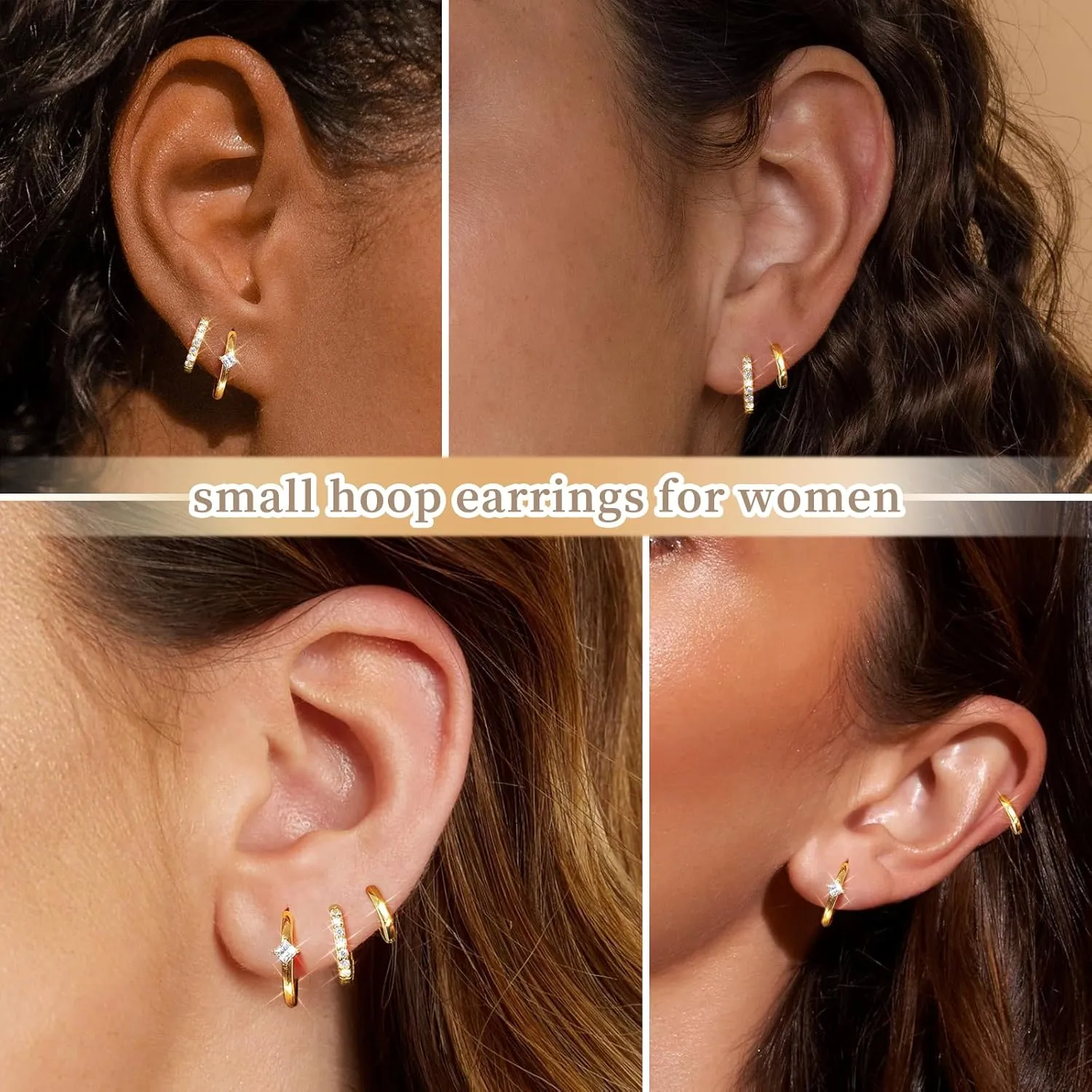 Gold Silver Earrings for Women, 14K Gold Silver Plated Stud Earrings Set for Multiple Piercing, Hypoallergenic Dainty Small Gold Silver Hoop Earrings for Women Trendy Cartilage Earrings Stack Jewelry